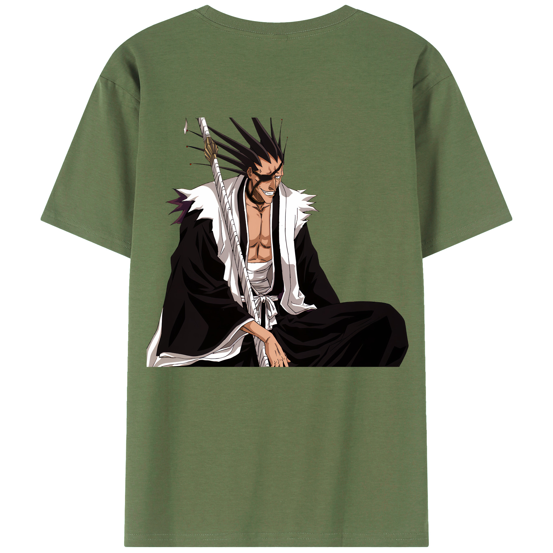 （画像用） ブリーチ ざらき けんぱち BLEACH Zaraki Kenpachi 綿100％ メンズ半袖Tシャツ（バックプリント） 通気性